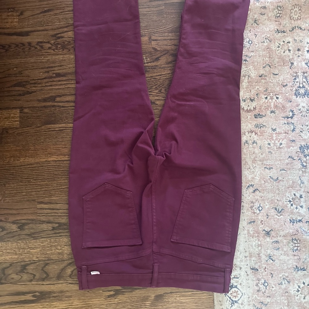 MOTHER Straight Leg Jeans in Burgundy - Picture 5 of 11